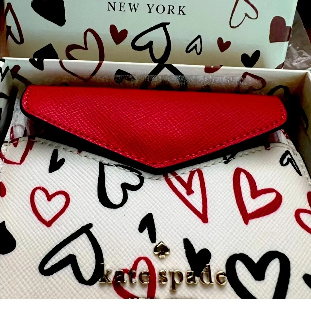 Kate Spade Staci Scribble Heart Boxed Wallet Card Set NWT!